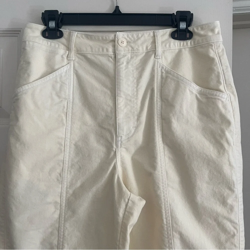 Madewell High Rise Seamed Tapered Pants Straight Leg Comfy  Neutral Cream 10 - Picture 5 of 15